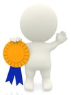 3D man with an award medal - isolated over a white background