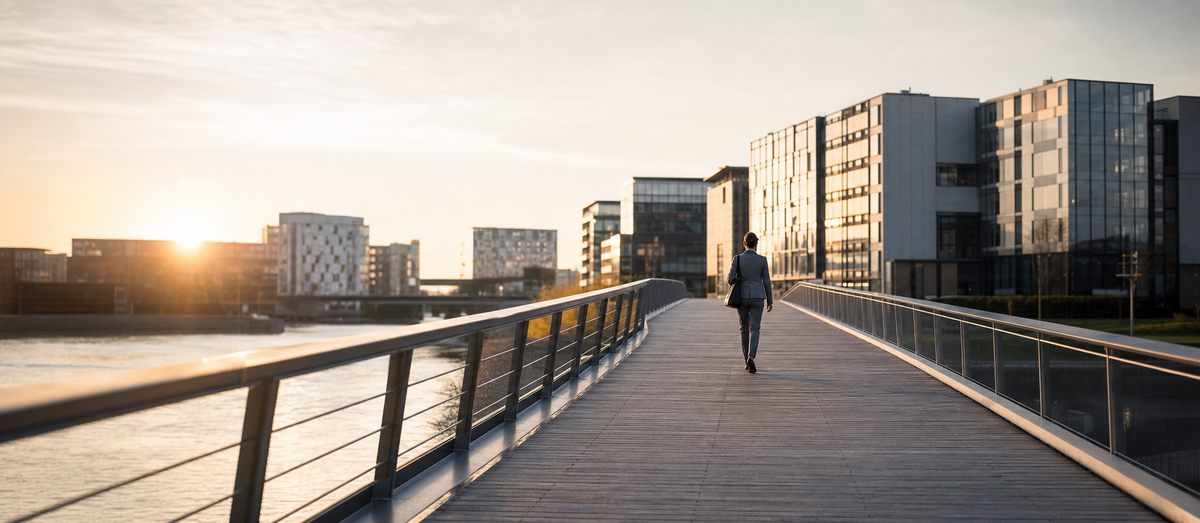 Footbridge Toward Scandinavian Morning Sunrise Footbridge Toward Scandinavian Morning Sunrise